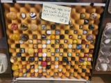 Display case with Glass lid and approx. 100 marbles