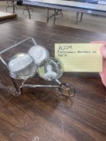 3 Sulphide President marbles in little cart
