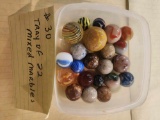 Tray of 22 mixed marbles