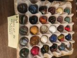 Tray of 30 Art Glass marbles