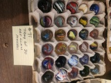 Tray of 30 Art Glass marbles