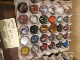 Tray of 30 Art Glass marbles