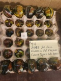 Tray of 20 2003 Fall Classic Cullet tops and bases