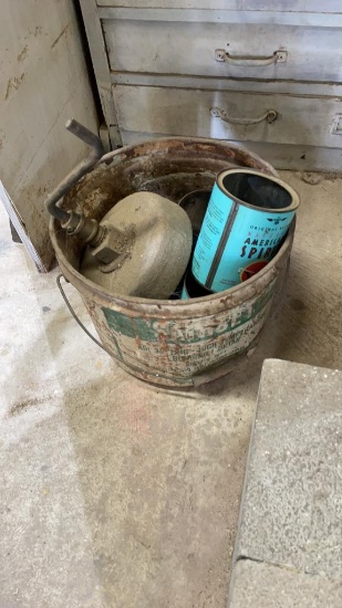 Bucket full hardware and grinding wheel