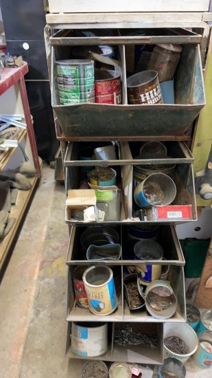 Heavy duty Hardware bin organizer with contents