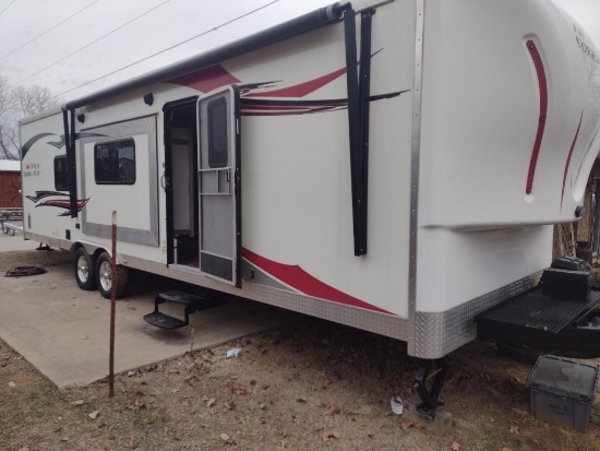 2014 Work And Play Forest River Toy Hauler. Model WPB014570. It has an Oklahoma rebuilt title.