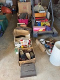assorted totes/treadmill/stereo/table