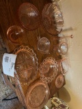 pink depression glass (14 pcs)