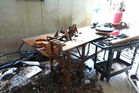 welding table w/ 2 vises (no contents )