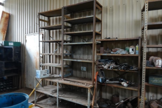metal shelves and contents 1x