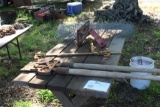 Fence Stretcher, Dehorner, Picnic Table, and misc
