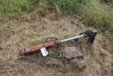 Hydraulic cylinder with hoses and steel mounting bracket