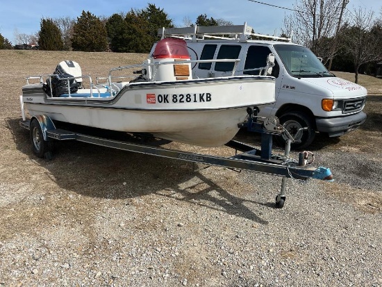 16' Deck Boat w/90 HP Evinrude motor/Minn Kota Trolling Moter/ New Seats