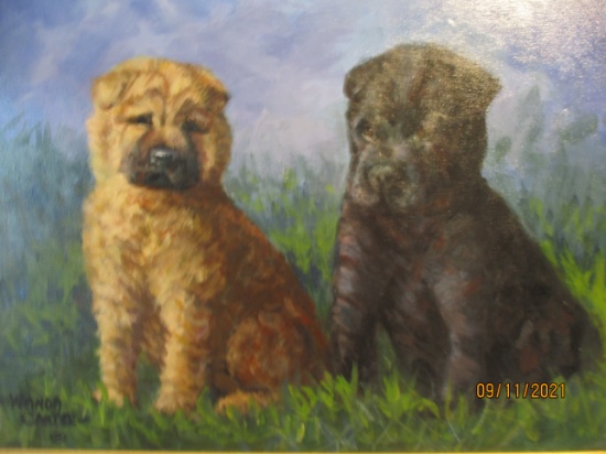 Best Friends Acrylic Painting of Two Canines