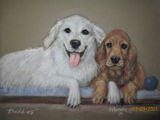 Pastel Painting of 2 Beloved Canines