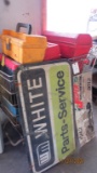 Misc. Tool boxes, shopping cart and Signs