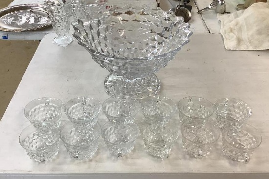 Fostoria Tom + Jerry Punch Bowl Set - 12 Cups