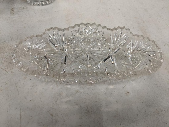 7 1/2" Cut Glass Relish Dish