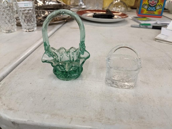 2 Small Glass Baskets