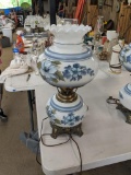 Blue and White Hand Painted Lamp - Does Work