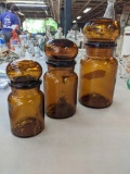 Amber Glass Jar Cannisters
