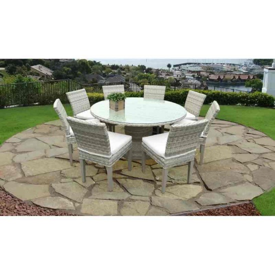Falmouth Round 8 - Person 60'' Long Dining Set with Cushions