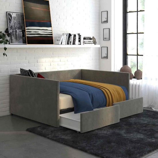 Daybed With storage Full velvet gray