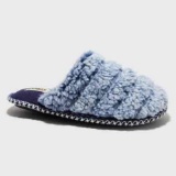 dluxe by dearfoams Women's Vera Tipped Teddy Scuff Slippers Size L 9-10