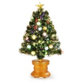 3 ft. Pre-Lit Christmas Tree Fiber Optical Firework with Ornaments and Gold Top Star