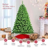 6.5ft Green Flocked Hinged Artificial Christmas Tree w/Metal Stand Green