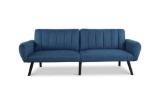 Costway Contemporary Wood and Sponge Sofa Futon Bed Sleeper in Blue