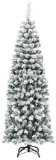 Costway 7.5Ft Unlit Hinged Snow Flocked Artificial Pencil Christmas