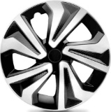 QUALITYFIND 15 inch Hubcaps Universal-Modish Carbon Black/Silver Wheel Cover