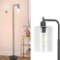 Depuley Black Floor Lamp, Industrial LED Floor Lamps with Hanging Glass Shade