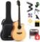 Donner Acoustic Guitar for Beginner Adult Mini Jumbo Cutaway 40 Inch