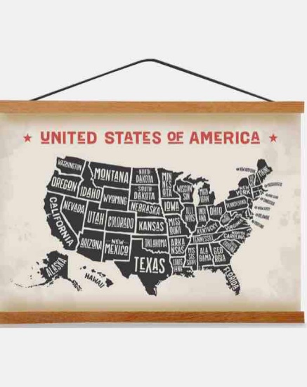 Magnetic Poster Hanger Frame 36 Inch Wide, Teak, Strong Magnet, Premium Wood and Quick Assembly,