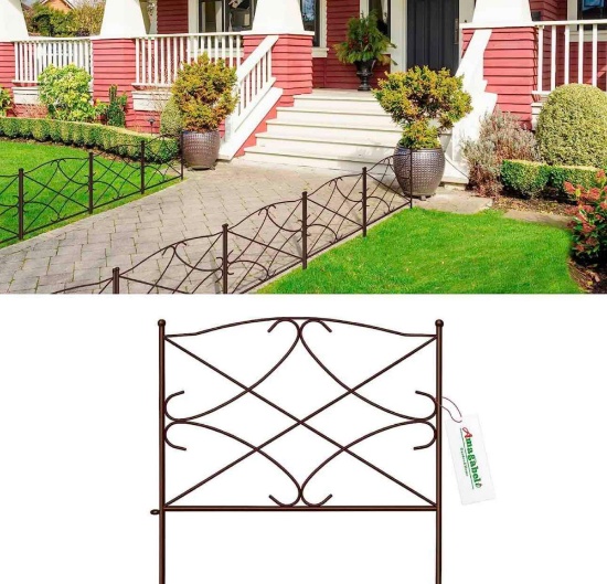 AMAGABELI GARDEN & HOME Decorative Garden Fence 24in x 10ft Outdoor Rustproof Metal Landscape Wire