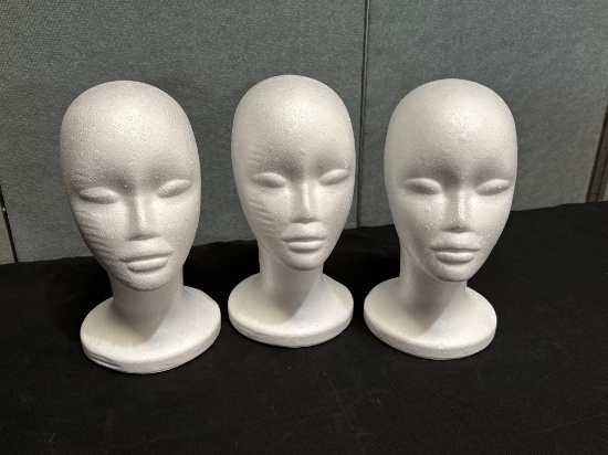 3 Foam Wig Mannequins