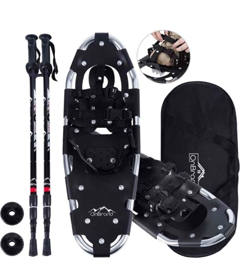 Onbrand 25 Inch Snowshoes with Trekking Poles