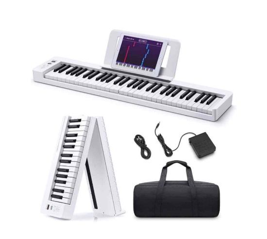 Foldable Piano Keyboard Donner, 61 Keys Sensitive Electric Piano, Portable Beginner Digital Piano