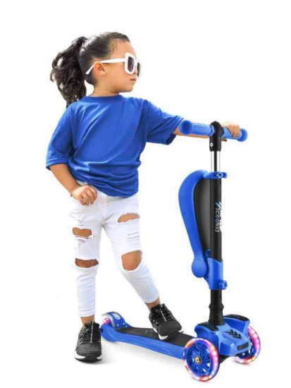 3 Wheeled Scooter for Kids - Stand & Cruise Child/Toddlers Toy Folding Kick Scooters w/Adjustable