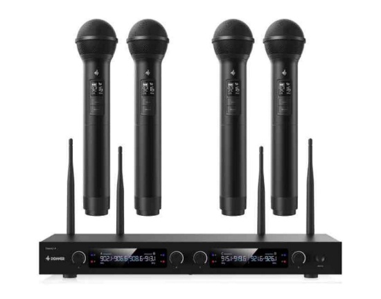 Donner Wireless Microphone System, UHF Wireless Microphone Set with 4 Handheld Dynamic Microphones,