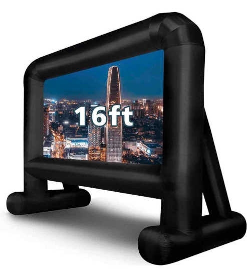 Inflatable Movie Screen Outdoor, OUTTOY Inflatable Projection Screen with Quiet Fan and Storage Bag,