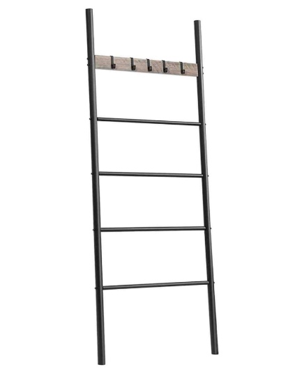 HOOBRO Towel Rack, Wall-Leaning Blanket Ladder, 5-Tier Ladder Shelf, 23.6 x 69.7 Inch Decorative