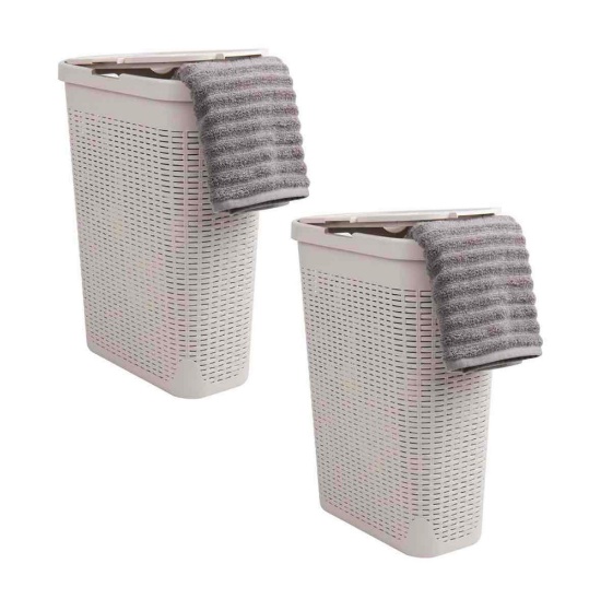 Mind Reader Basket Collection, Slim Laundry Hamper, 40 Liter (15kg/33lbs) Capacity, Cut Out Handles,