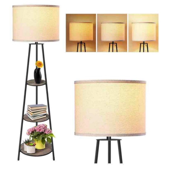 Floor Lamp, 3-Tier Round Corner Shelf Floor Lamp