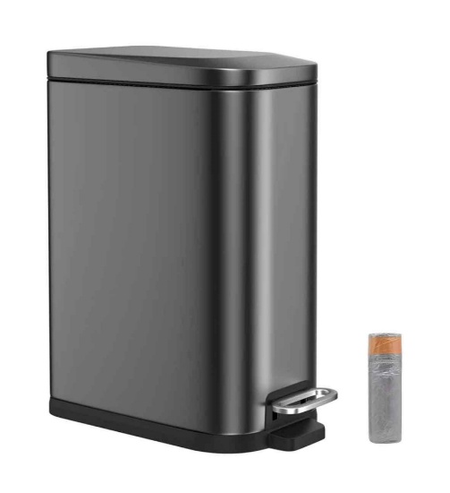 BETHEBEST 15 Liter/4 Gallon Trash Can with Soft Close Lid,Stainless Steel Trash Can with Removable