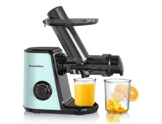 Masticating Juicer Machines, Bonsenkitchen 3 inch Large Feed Chute Cold Press Juicer for Fruit &