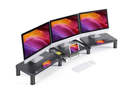 AMERIERGO Triple Monitor Stand, Dual Monitor Stand with Angle Adjustable