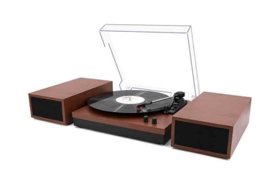 LP&No.1 Bluetooth Vinyl Record Player with External Speakers